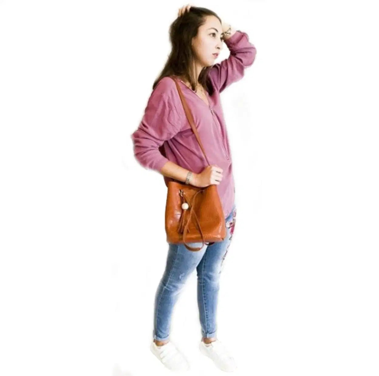 Womens Vegan Leather Shoulder Bag 24Hr Smart